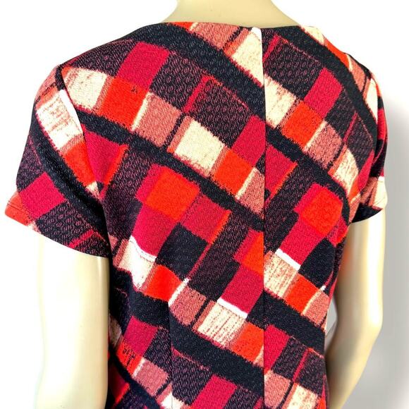 Perceptions NY Geometric Short Sleeves Stretchy Shift Tee Dress Pullover Size 8 - Picture 9 of 12